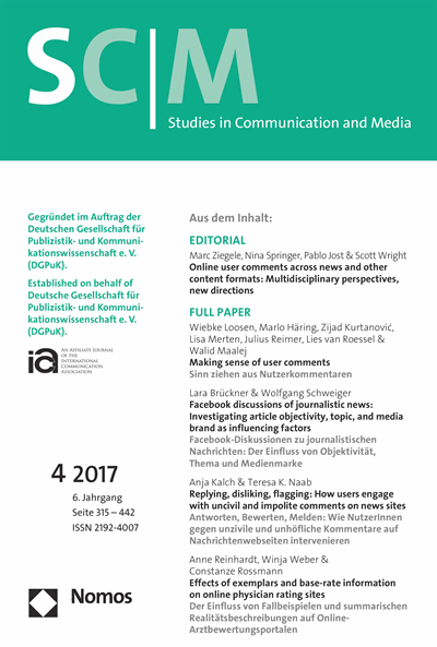 Cover der Ausgabe: SCM Studies in Communication and Media Jahrgang 6 (2017), Heft 4