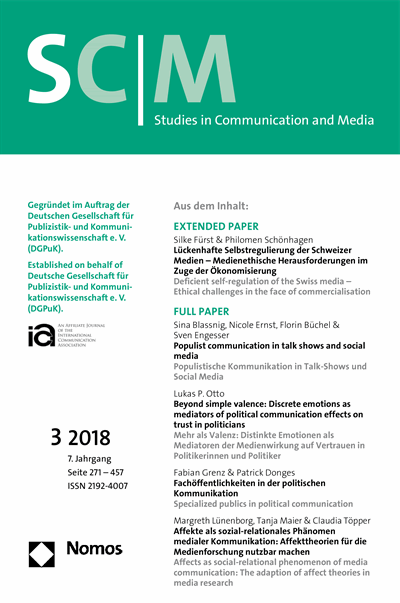 Cover der Ausgabe: SCM Studies in Communication and Media Jahrgang 7 (2018), Heft 3