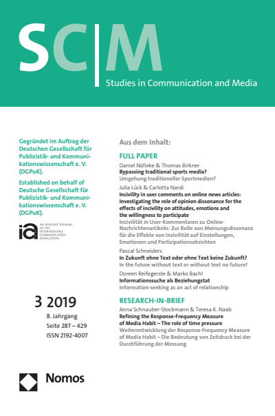 Cover der Ausgabe: SCM Studies in Communication and Media Jahrgang 8 (2019), Heft 3