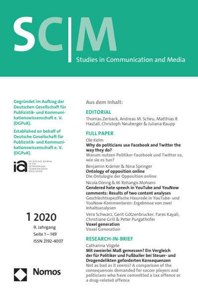 Cover der Ausgabe: SCM Studies in Communication and Media Jahrgang 9 (2020), Heft 1