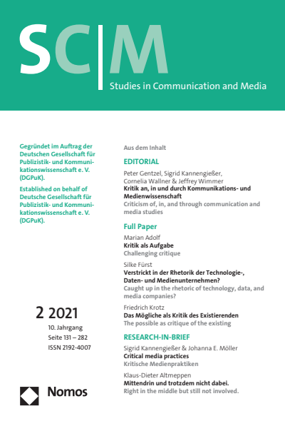 Cover der Ausgabe: SCM Studies in Communication and Media Jahrgang 10 (2021), Heft 2