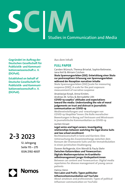 Cover der Ausgabe: SCM Studies in Communication and Media Jahrgang 12 (2023), Heft 2-3