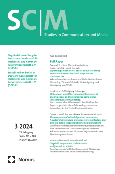 Cover der Ausgabe: SCM Studies in Communication and Media Jahrgang 13 (2024), Heft 3