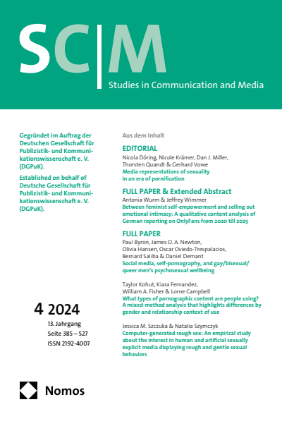 Cover der Ausgabe: SCM Studies in Communication and Media Jahrgang 13 (2024), Heft 4