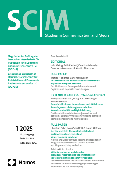 Cover der Ausgabe: SCM Studies in Communication and Media Jahrgang 14 (2025), Heft 1