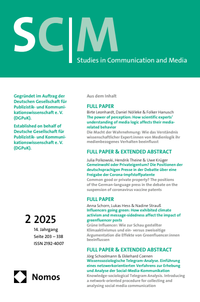 Cover der Ausgabe: SCM Studies in Communication and Media Jahrgang 14 (2025), Heft 2