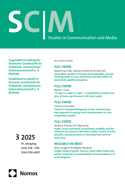 Cover der Ausgabe: SCM Studies in Communication and Media Jahrgang 14 (2025), Heft 3