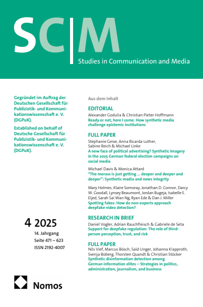 Cover der Ausgabe: SCM Studies in Communication and Media Jahrgang 14 (2025), Heft 4