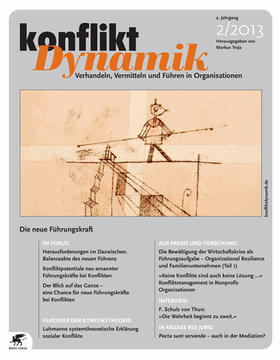 Cover der Ausgabe: Konfliktdynamik Jahrgang 2 (2013), Heft 2