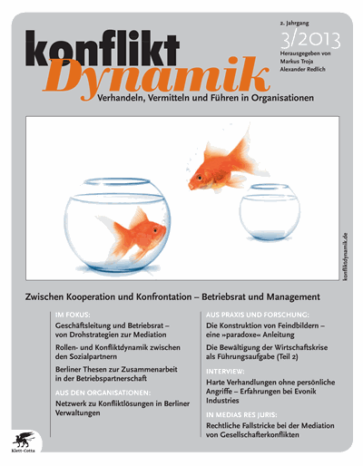 Cover der Ausgabe: Konfliktdynamik Jahrgang 2 (2013), Heft 3