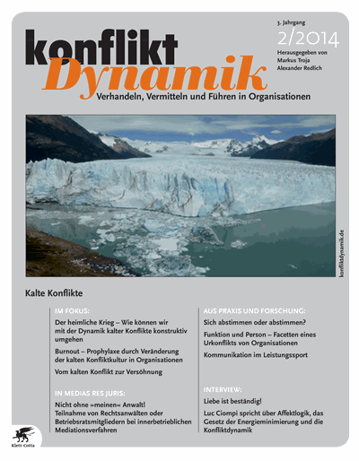 Cover der Ausgabe: Konfliktdynamik Jahrgang 3 (2014), Heft 2