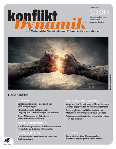 Cover der Ausgabe: Konfliktdynamik Jahrgang 3 (2014), Heft 3