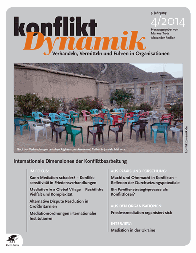 Cover der Ausgabe: Konfliktdynamik Jahrgang 3 (2014), Heft 4