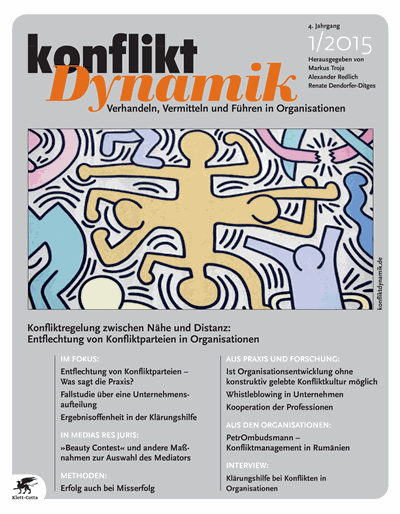 Cover der Ausgabe: Konfliktdynamik Jahrgang 4 (2015), Heft 1