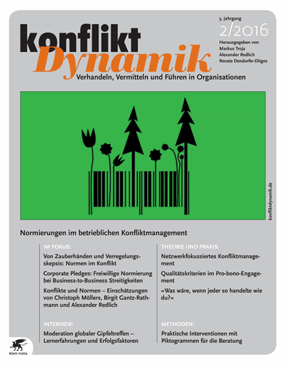 Cover der Ausgabe: Konfliktdynamik Jahrgang 5 (2016), Heft 2