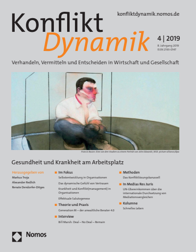 Cover der Ausgabe: Konfliktdynamik Jahrgang 8 (2019), Heft 4