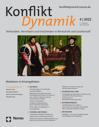 Cover der Ausgabe: Konfliktdynamik Jahrgang 11 (2022), Heft 4