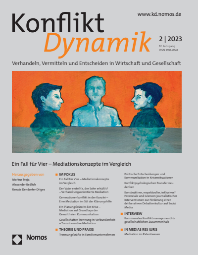 Cover der Ausgabe: Konfliktdynamik Jahrgang 12 (2023), Heft 2
