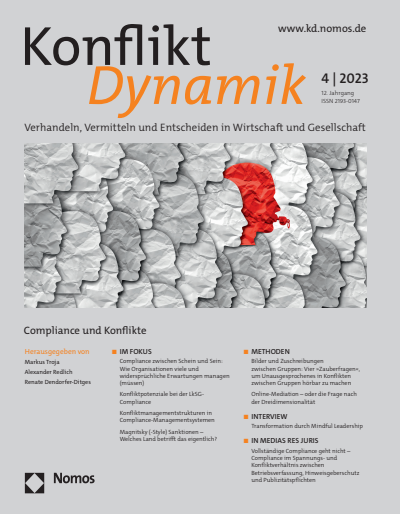 Cover der Ausgabe: Konfliktdynamik Jahrgang 12 (2023), Heft 4