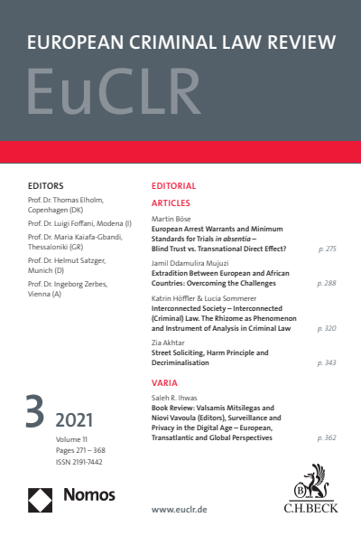 Cover of Volume: EuCLR European Criminal Law Review Volume 11 (2021), Edition 3