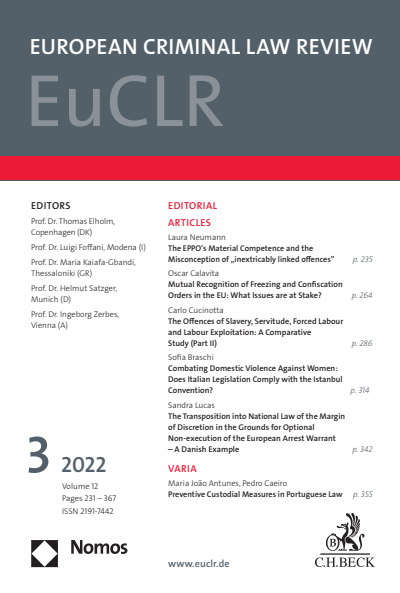 Cover der Ausgabe: EuCLR European Criminal Law Review Jahrgang 12 (2022), Heft 3