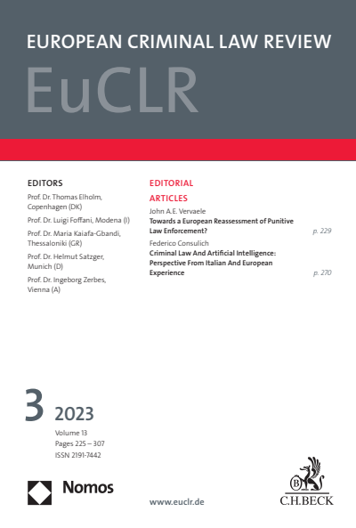 Cover der Ausgabe: EuCLR European Criminal Law Review Jahrgang 13 (2023), Heft 3