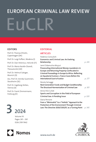 Cover der Ausgabe: EuCLR European Criminal Law Review Jahrgang 14 (2024), Heft 3