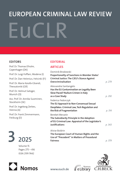 Cover der Ausgabe: EuCLR European Criminal Law Review Jahrgang 15 (2025), Heft 3
