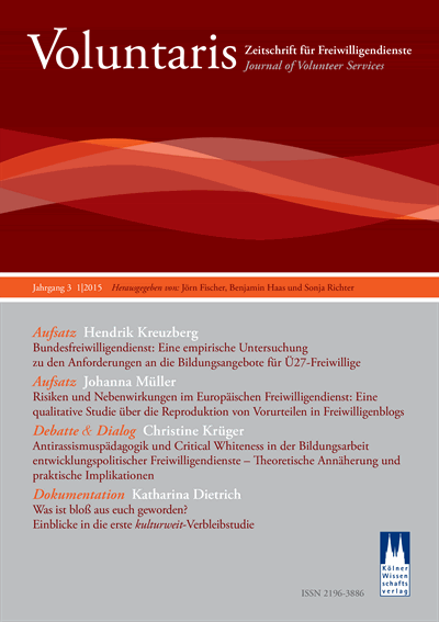 Cover der Ausgabe: Voluntaris Jahrgang 3 (2015), Heft 1