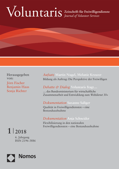 Cover der Ausgabe: Voluntaris Jahrgang 6 (2018), Heft 1