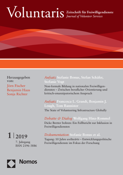 Cover der Ausgabe: Voluntaris Jahrgang 7 (2019), Heft 1