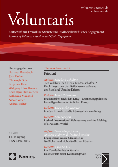 Cover der Ausgabe: Voluntaris Jahrgang 11 (2023), Heft 2