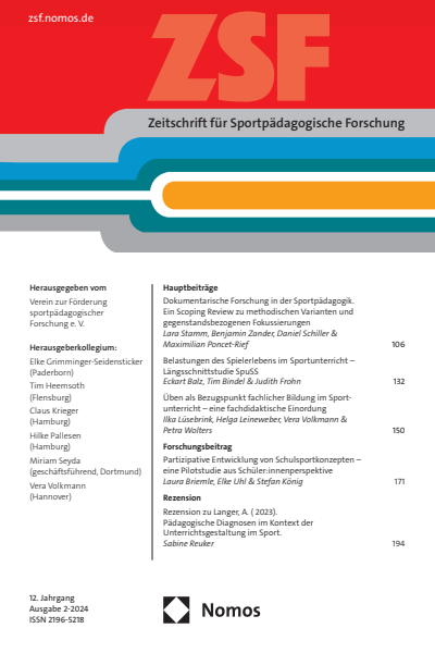 Cover der Ausgabe: ZSF Zeitschrift für sportpädagogische Forschung Jahrgang 12 (2024), Heft 2