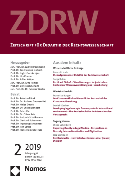 Cover der Ausgabe: ZDRW Zeitschrift für Didaktik der Rechtswissenschaft Jahrgang 6 (2019), Heft 2
