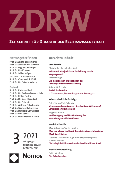Cover der Ausgabe: ZDRW Zeitschrift für Didaktik der Rechtswissenschaft Jahrgang 8 (2021), Heft 3