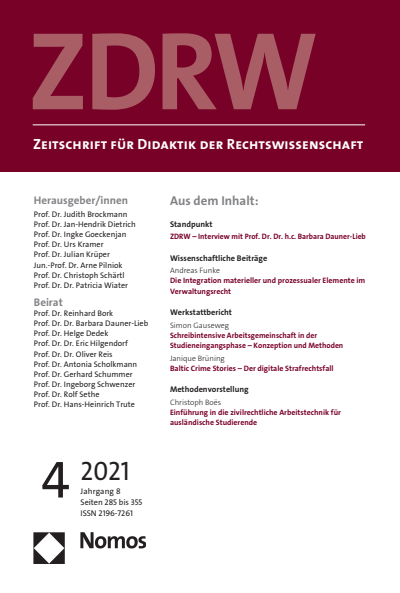 Cover der Ausgabe: ZDRW Zeitschrift für Didaktik der Rechtswissenschaft Jahrgang 8 (2021), Heft 4
