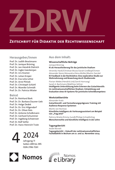 Cover der Ausgabe: ZDRW Zeitschrift für Didaktik der Rechtswissenschaft Jahrgang 11 (2024), Heft 4