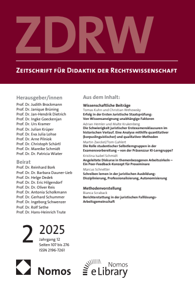 Cover der Ausgabe: ZDRW Zeitschrift für Didaktik der Rechtswissenschaft Jahrgang 12 (2025), Heft 2