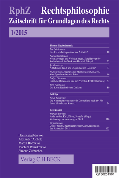 Cover der Ausgabe: RphZ Rechtsphilosophie Jahrgang 1 (2015), Heft 1