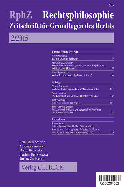 Cover der Ausgabe: RphZ Rechtsphilosophie Jahrgang 1 (2015), Heft 2
