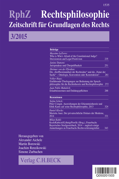 Cover der Ausgabe: RphZ Rechtsphilosophie Jahrgang 1 (2015), Heft 3