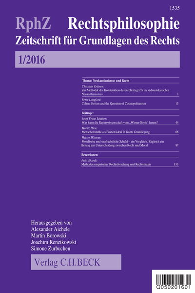 Cover of Volume: RphZ Rechtsphilosophie Volume 2 (2016), Edition 1