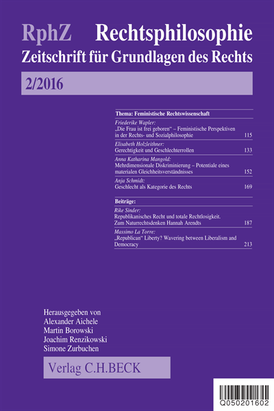 Cover of Volume: RphZ Rechtsphilosophie Volume 2 (2016), Edition 2