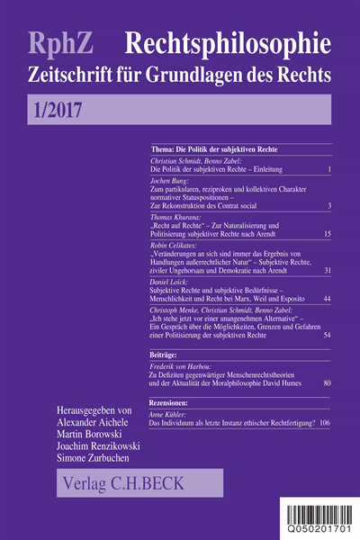 Cover of Volume: RphZ Rechtsphilosophie Volume 3 (2017), Edition 1