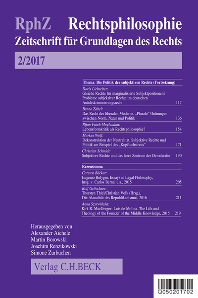 Cover of Volume: RphZ Rechtsphilosophie Volume 3 (2017), Edition 2