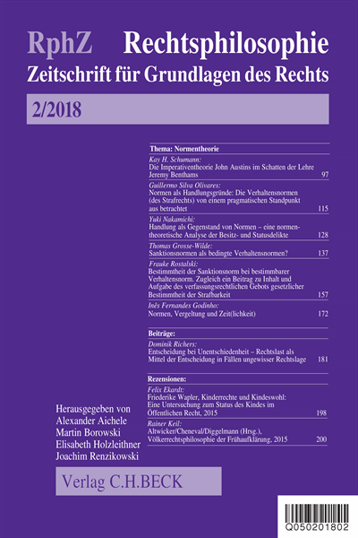 Cover of Volume: RphZ Rechtsphilosophie Volume 4 (2018), Edition 2