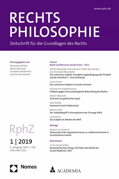 Cover of Volume: RphZ Rechtsphilosophie Volume 5 (2019), Edition 1