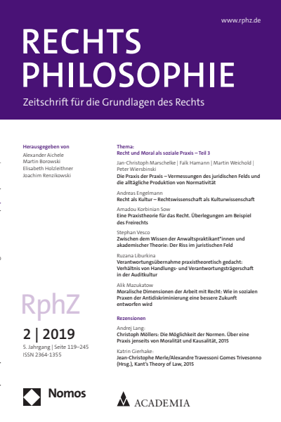 Cover of Volume: RphZ Rechtsphilosophie Volume 5 (2019), Edition 2