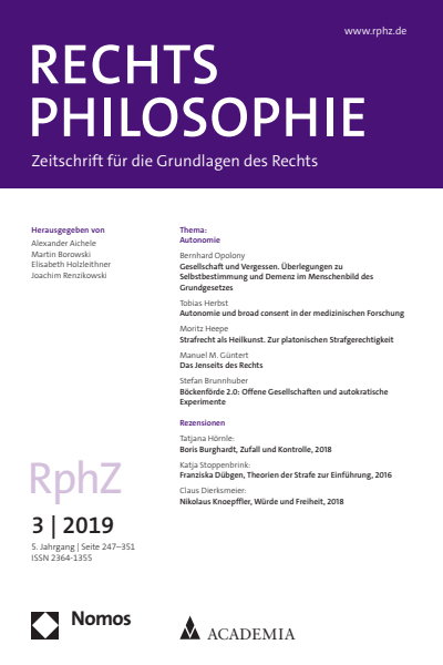 Cover of Volume: RphZ Rechtsphilosophie Volume 5 (2019), Edition 3