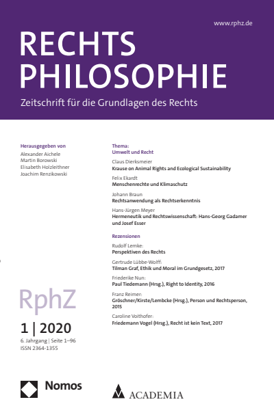 Cover of Volume: RphZ Rechtsphilosophie Volume 6 (2020), Edition 1